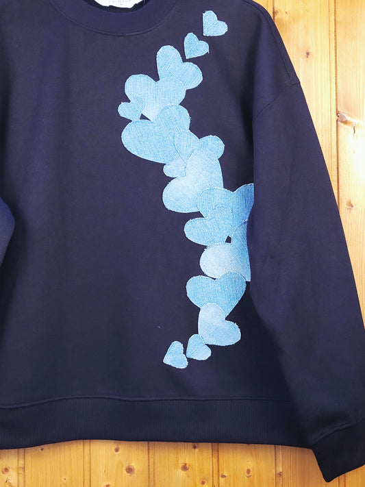 Sudadera Azul con Detalles Denim
