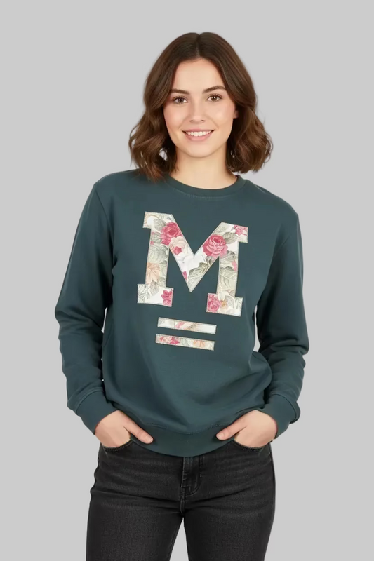 Sudadera Artesanal con Letra Flores