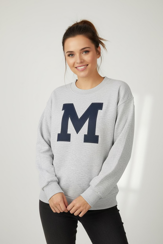 Sudadera Artesanal con Parche Denim en M