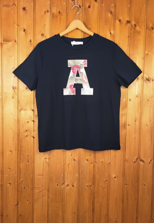 Camiseta Algodón con Parche Letra A Floral