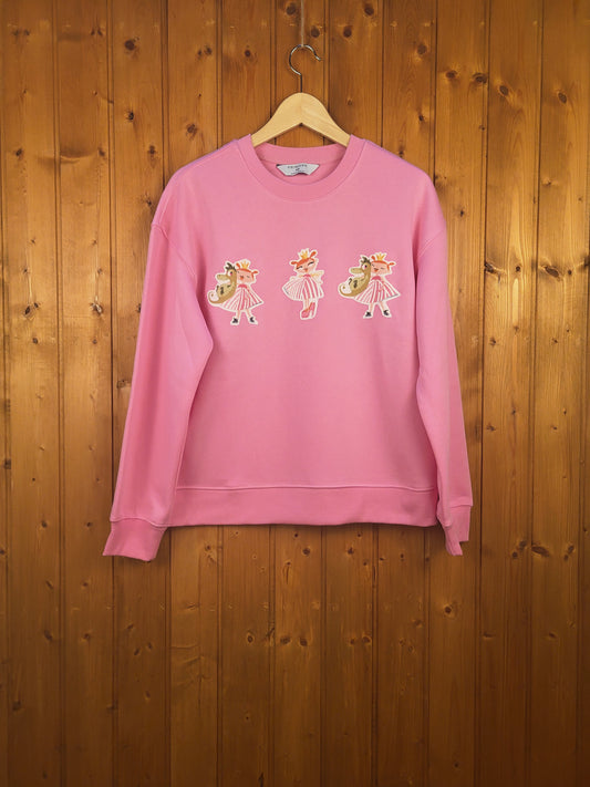 Sudadera Rosa con Corazones Florales | Pieza Única