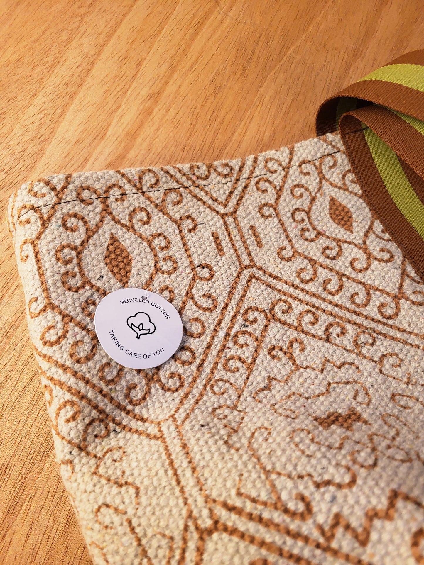 Bolso Tote Grande Artesanal – Asas Verde y Marrón | Pieza Única